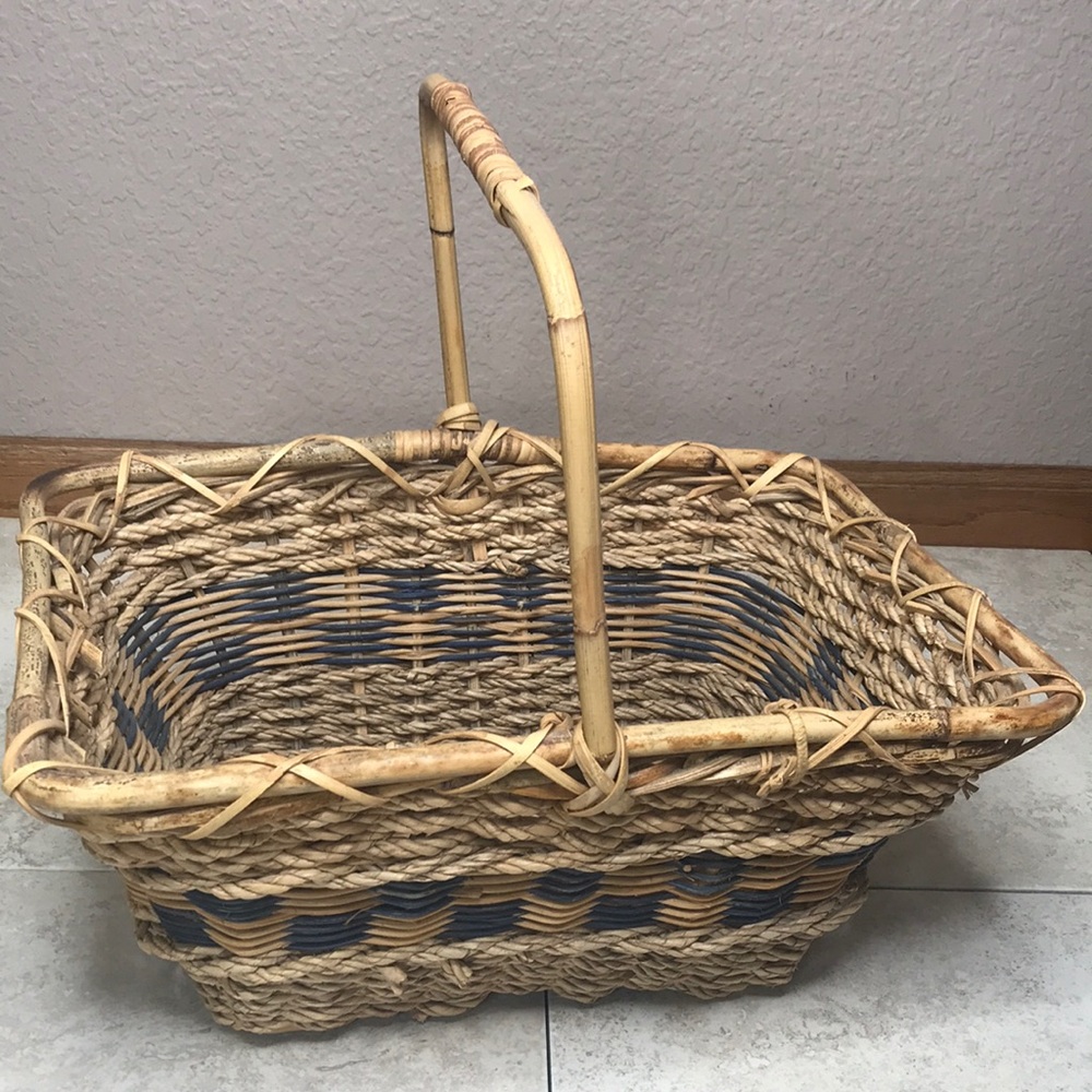Vintage Large Woven Basket Decor Storage